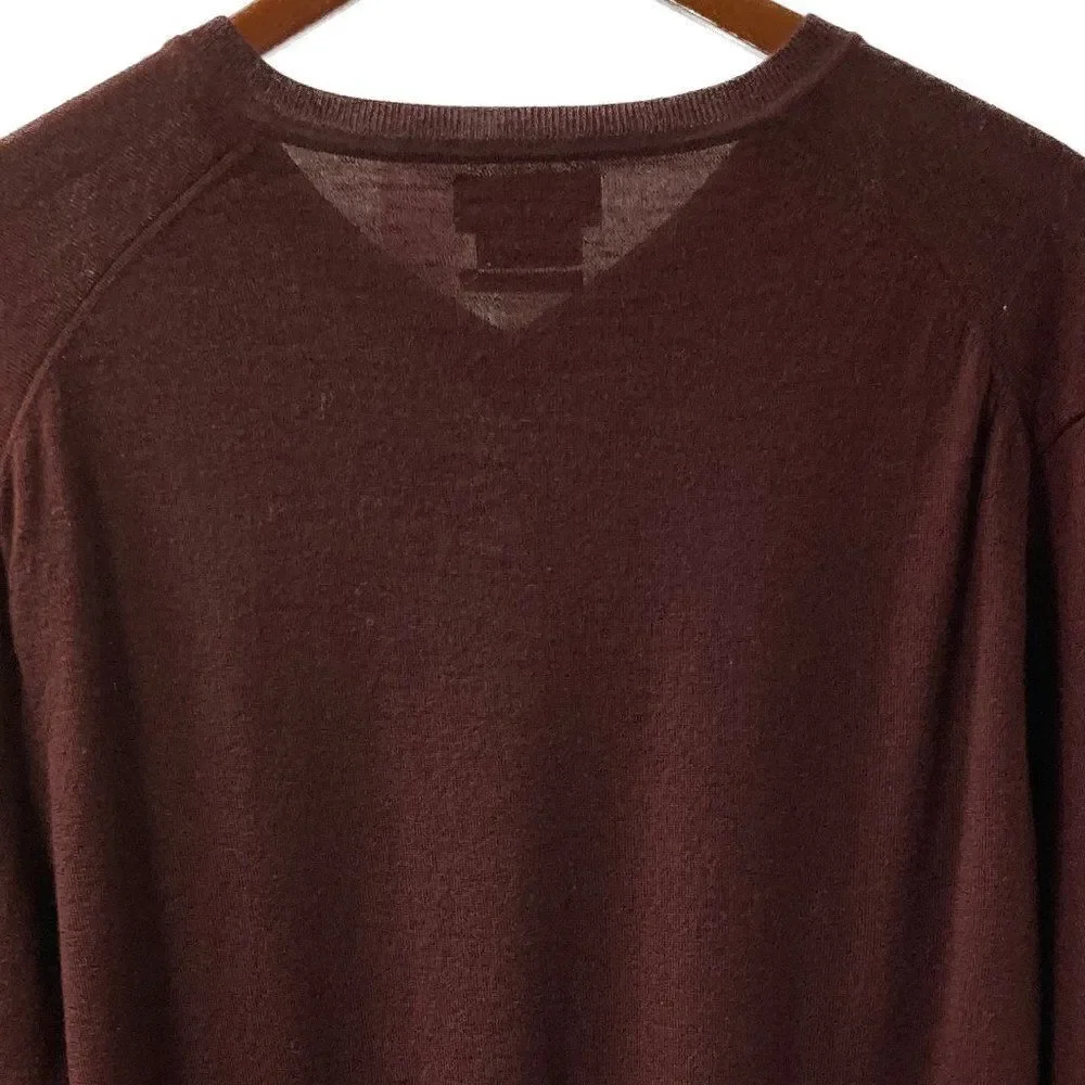 Polo Ralph Lauren Maroon Washable Merino Wool V-Neck Sweater Size Medium